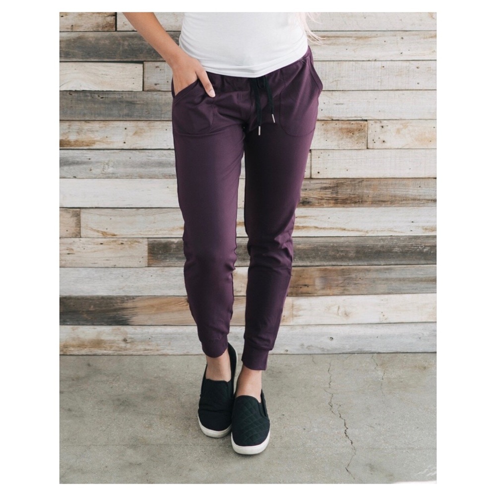 ZYIA Unwind Jogger Pants Plum Purple Activewear Athleisure Medium
